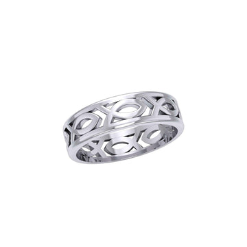Silver Ichthus Jesus Christian Fish Ring TR1036 - Jewelry